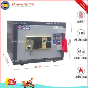 Két Sắt Vân Tay V48, Đen Ghi, Việt Tiệp, Nặng 40kg - Két Sắt Bắc Ninh