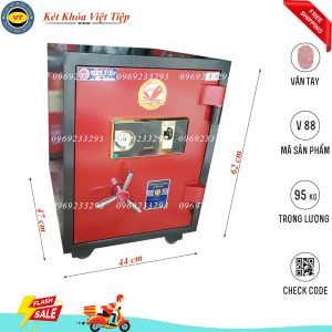 Két Sắt Vân Tay V88, Đen Đỏ, Việt Tiệp, Nặng 95kg.