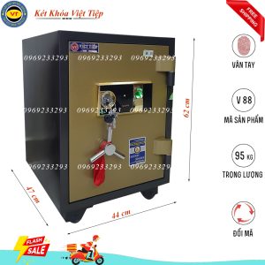 Két Sắt Vân Tay V88, Đen Đỏ, Việt Tiệp, Nặng 95kg.